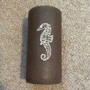 Gray Seahorse Decor Candle